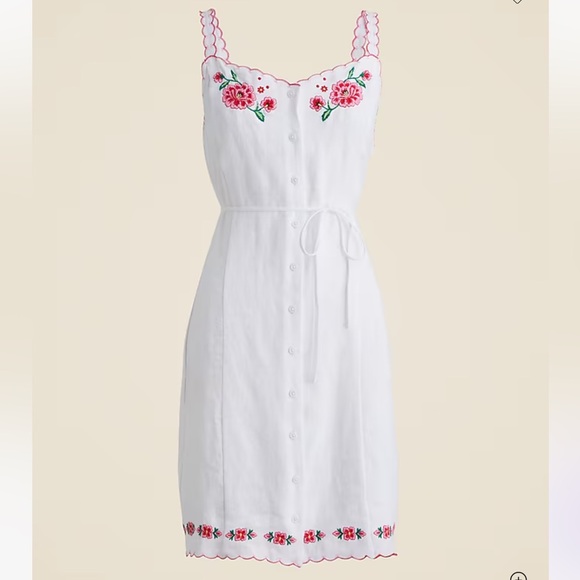 J. Crew White Mini Dress with Pink Floral Embroidery - Picture 5 of 12